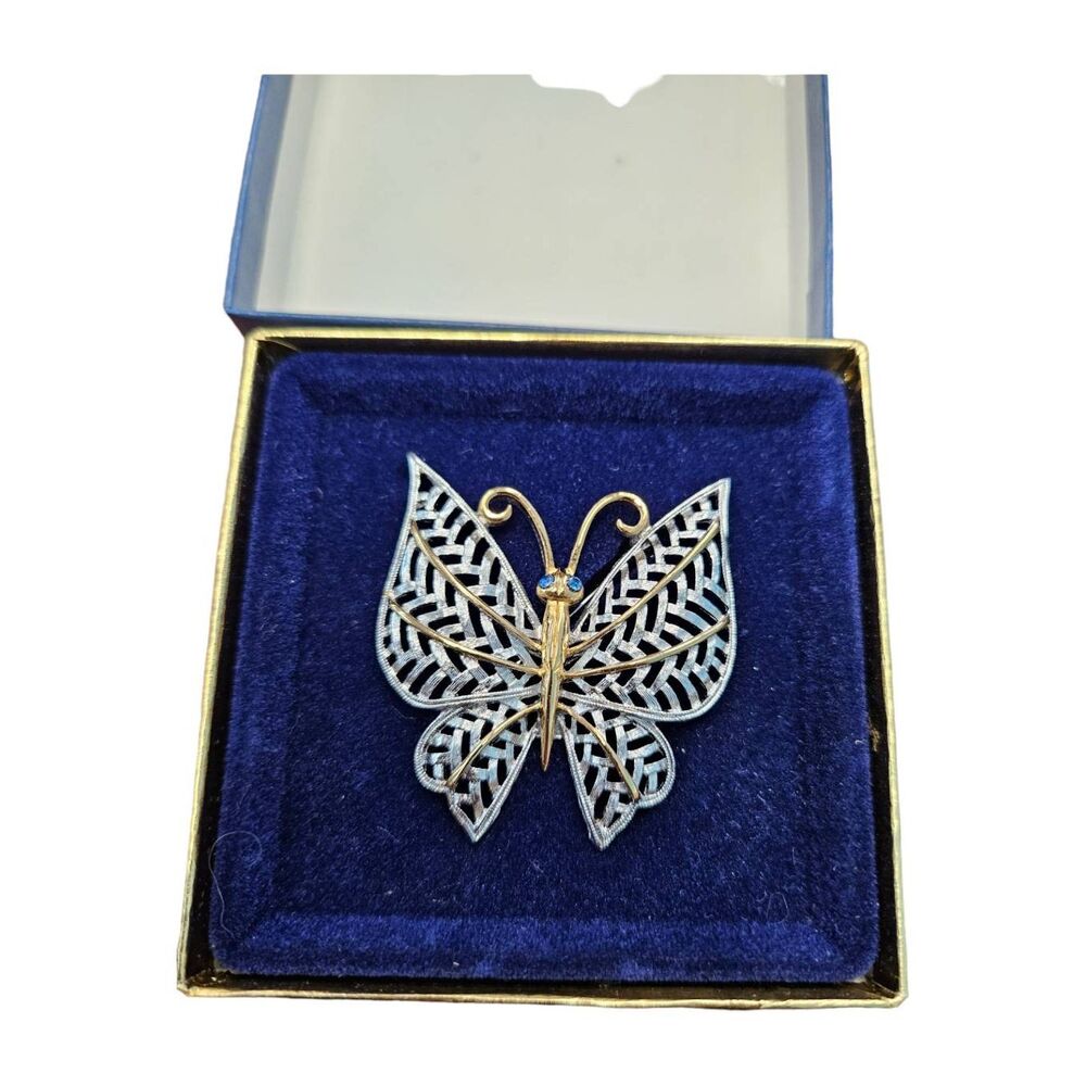 AVON Butterfly Pinsilver Tone Vintage In Box